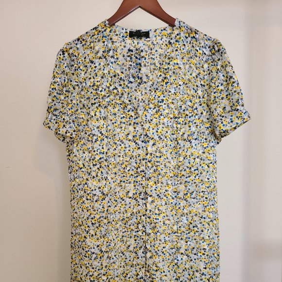 Ditsy Burnout Chiffon Button Front Dress - Picture 2 of 5